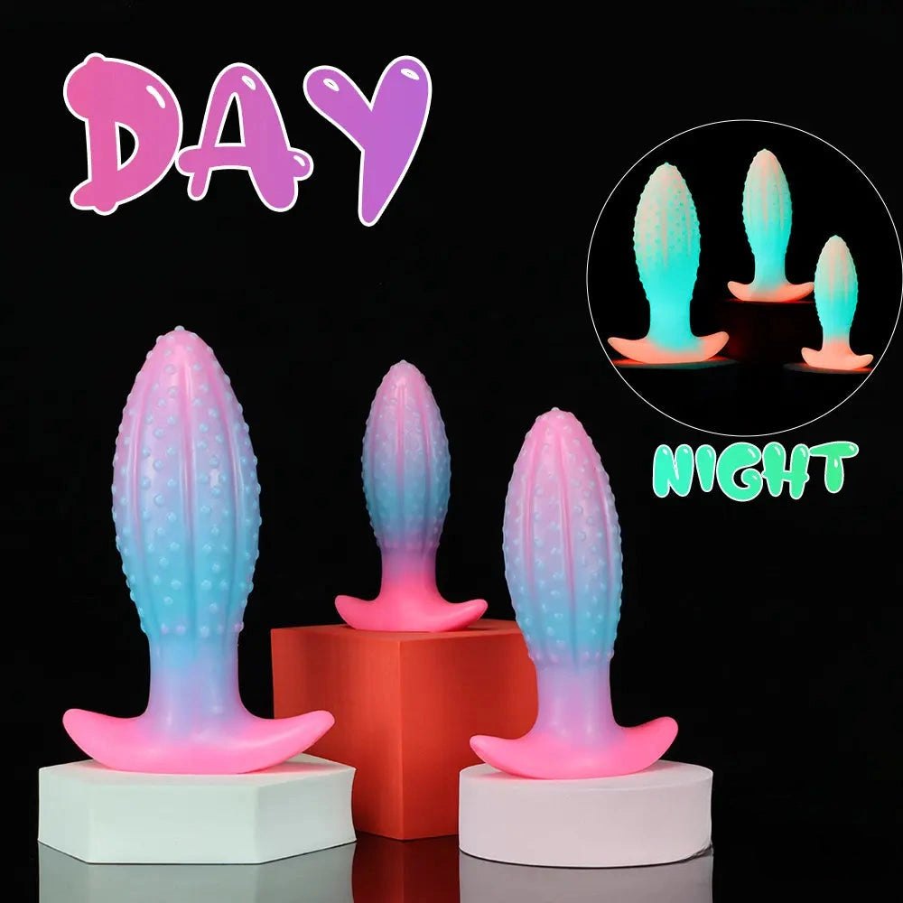 Glow Ribbed Anal Plug - Glow In The Dark Butt Plug