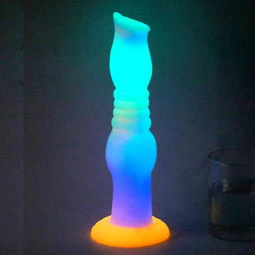 Glow Knot Animal Dildo 9 in - Glow in the Dark Horse Dildo