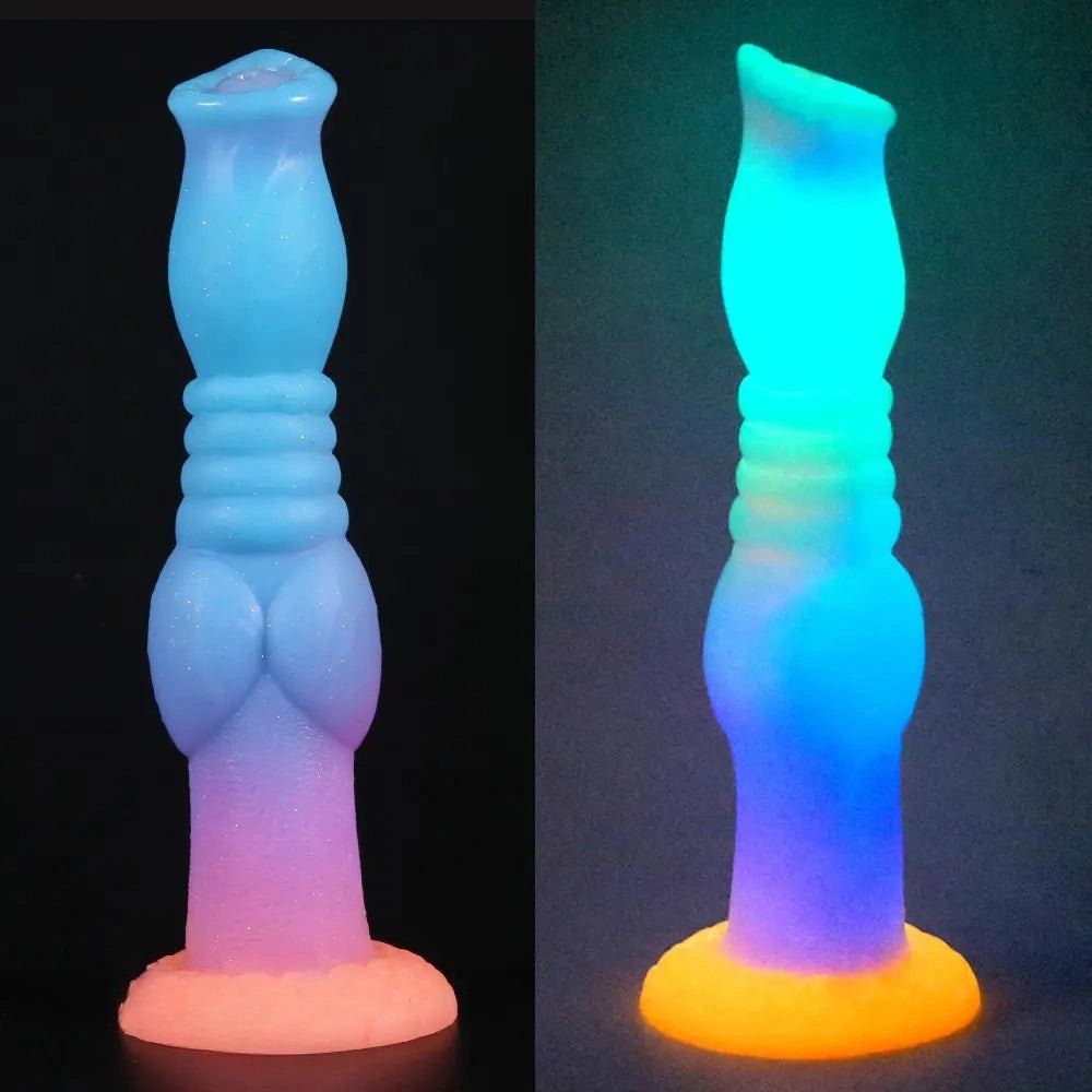 Glow Knot Animal Dildo 9 in - Glow in the Dark Horse Dildo