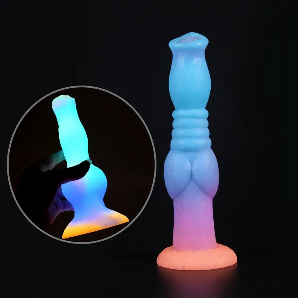 Glow Knot Animal Dildo 9 in - Glow in the Dark Horse Dildo