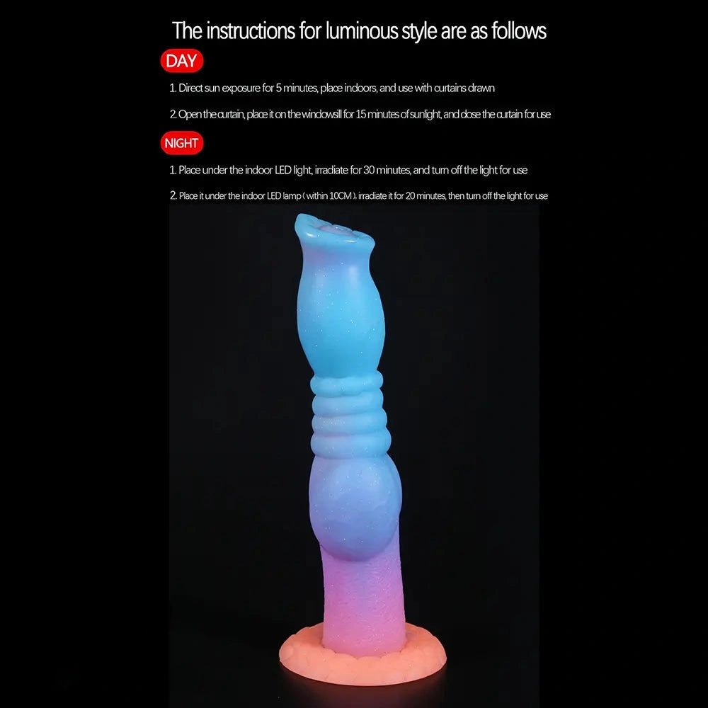 Glow Knot Animal Dildo 9 in - Glow in the Dark Horse Dildo