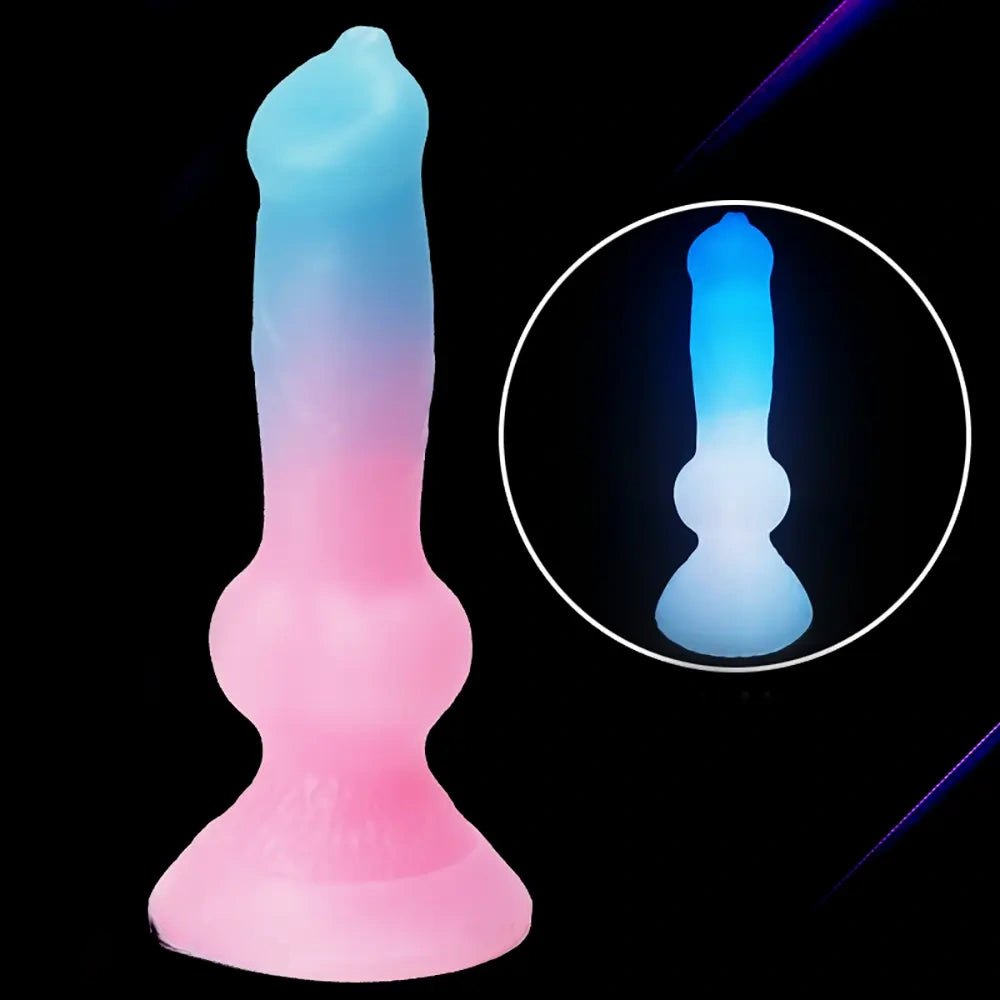 Glow Knotted Dog Dildo 7.49 in - Luminous Animal Dildo