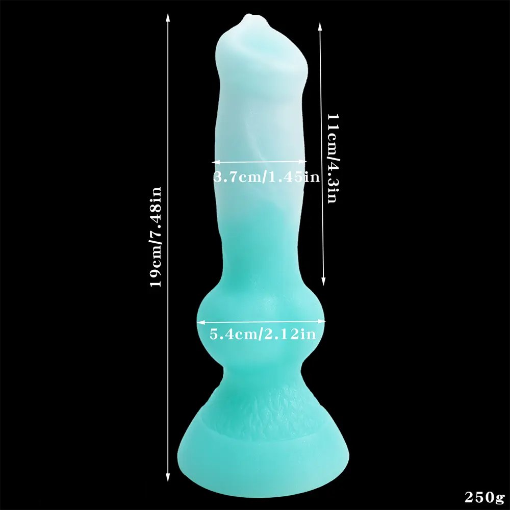 Glow Knotted Dog Dildo 7.49 in - Luminous Animal Dildo