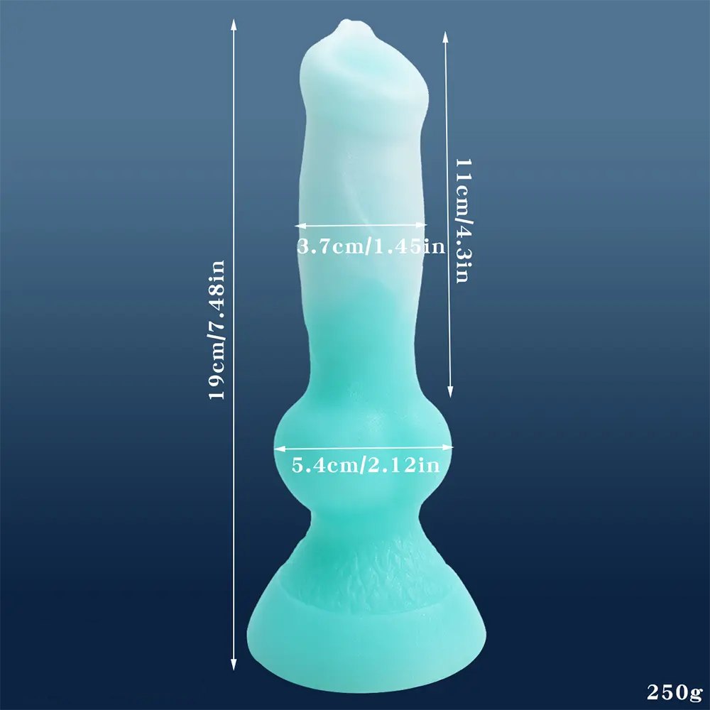 Glow Knotted Dog Dildo 7.49 in - Luminous Animal Dildo