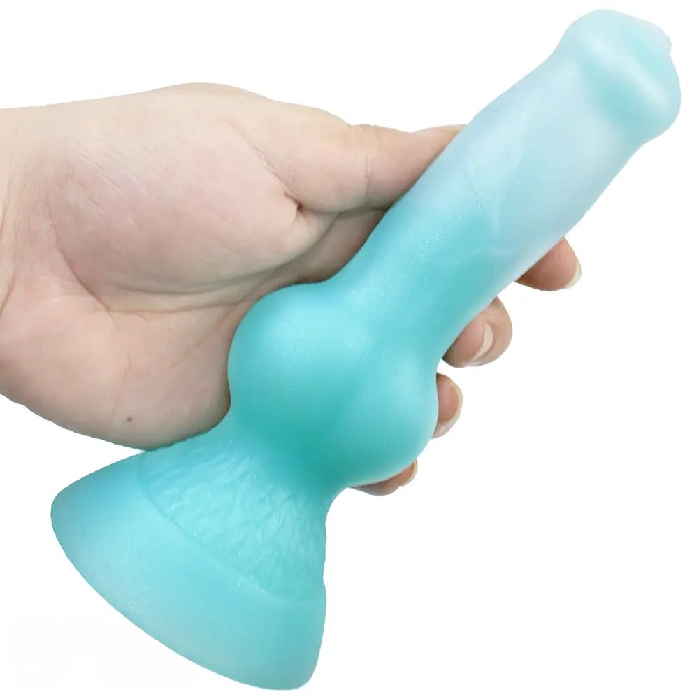 Glow Knotted Dog Dildo 7.49 in - Luminous Animal Dildo