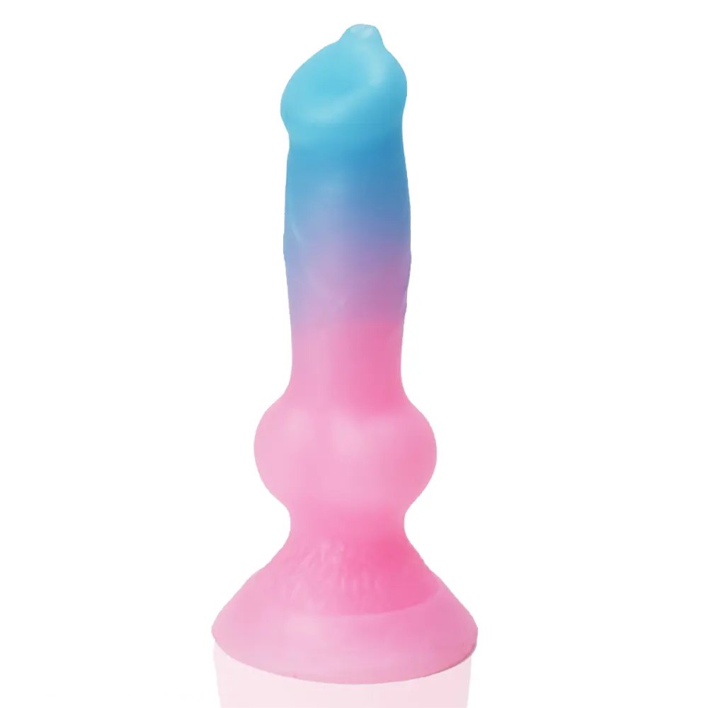Glow Knotted Dog Dildo 7.49 in - Luminous Animal Dildo