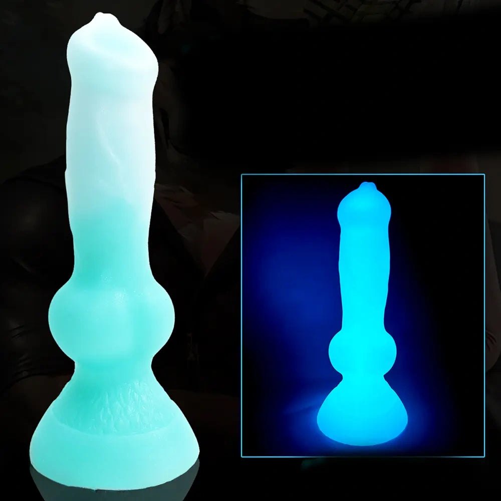 Glow Knotted Dog Dildo 7.49 in - Luminous Animal Dildo