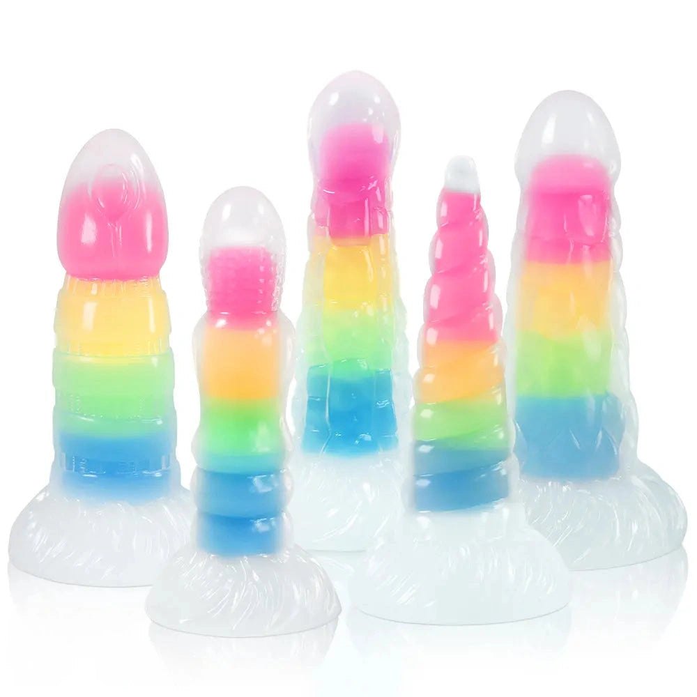 Glow Rainbow Fantasy Dildo - Luminous Silicone Dildo