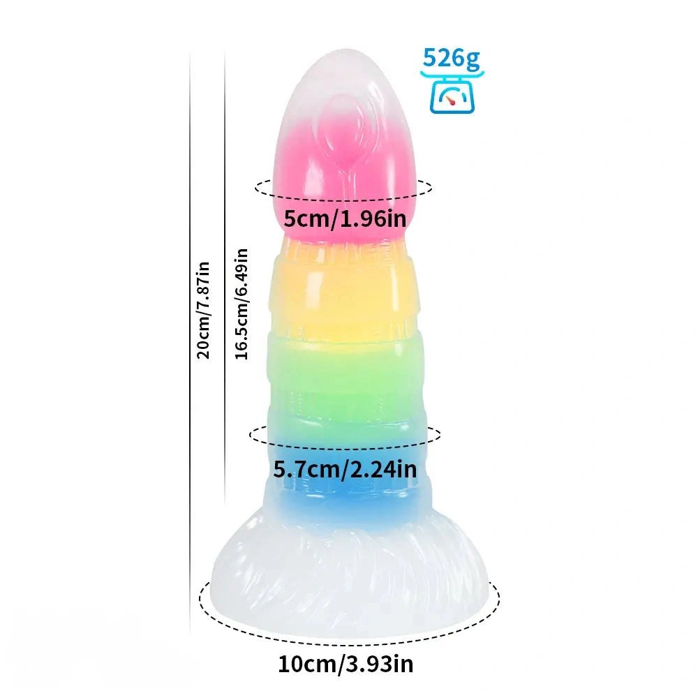 Glow Rainbow Fantasy Dildo - Luminous Silicone Dildo