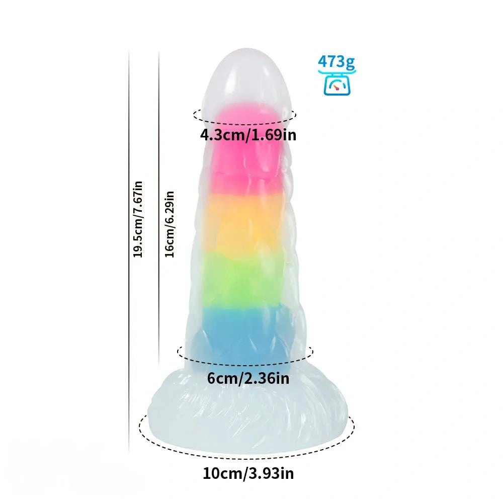 Glow Rainbow Fantasy Dildo - Luminous Silicone Dildo