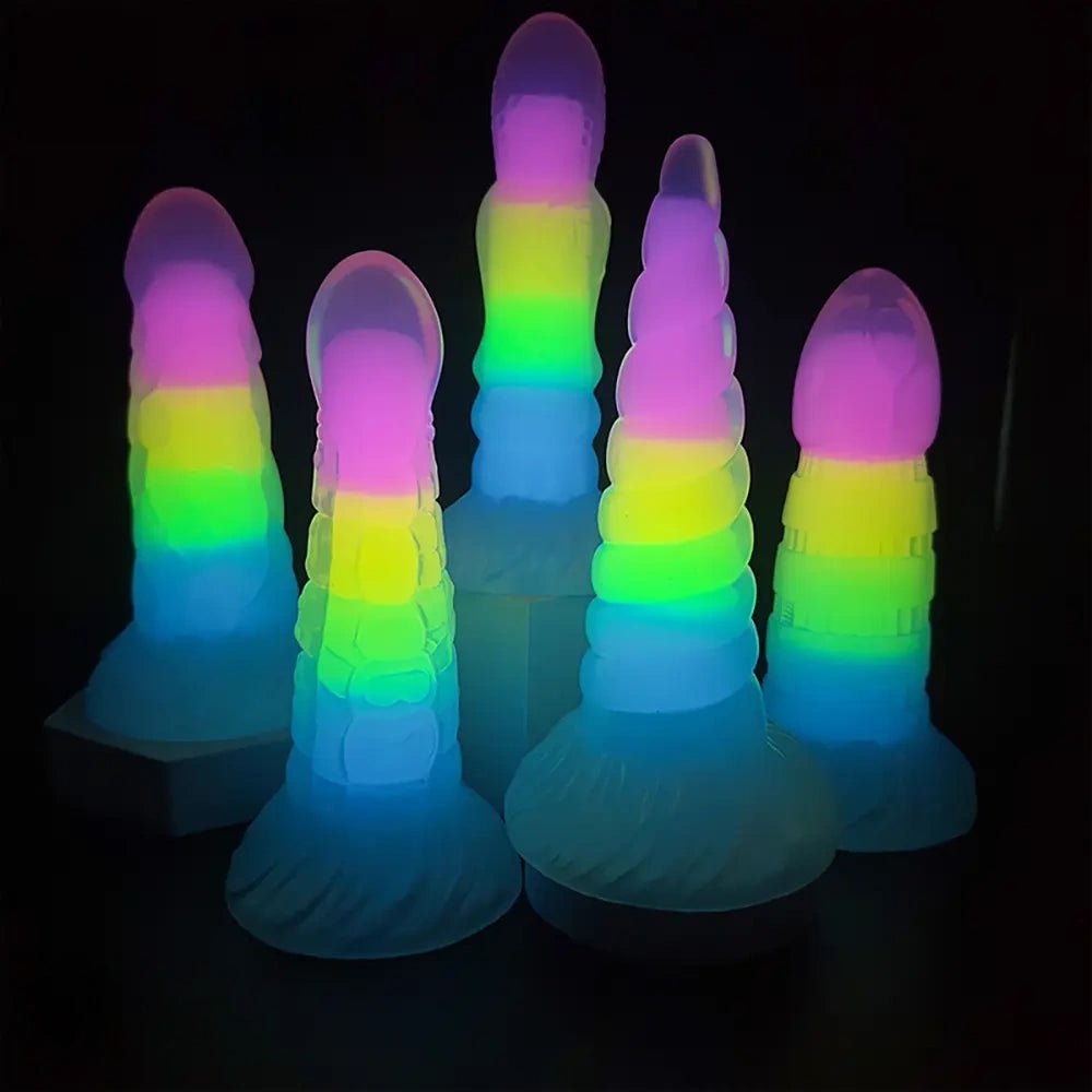 Glow Rainbow Fantasy Dildo - Luminous Silicone Dildo