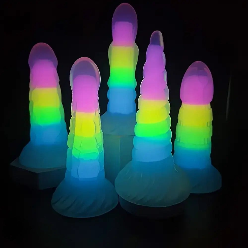Glow Rainbow Fantasy Dildo - Luminous Silicone Dildo