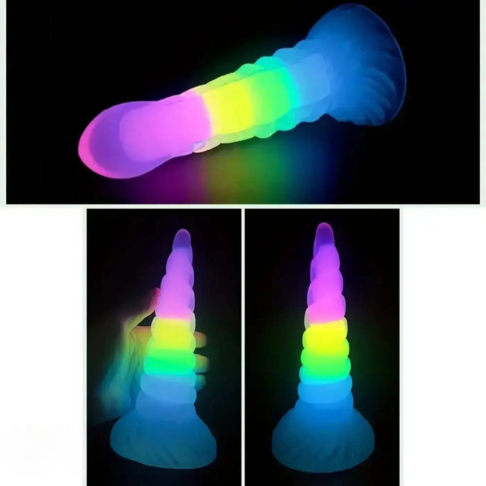 Glow Rainbow Fantasy Dildo - Luminous Silicone Dildo
