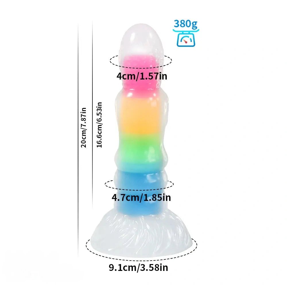 Glow Rainbow Fantasy Dildo - Luminous Silicone Dildo