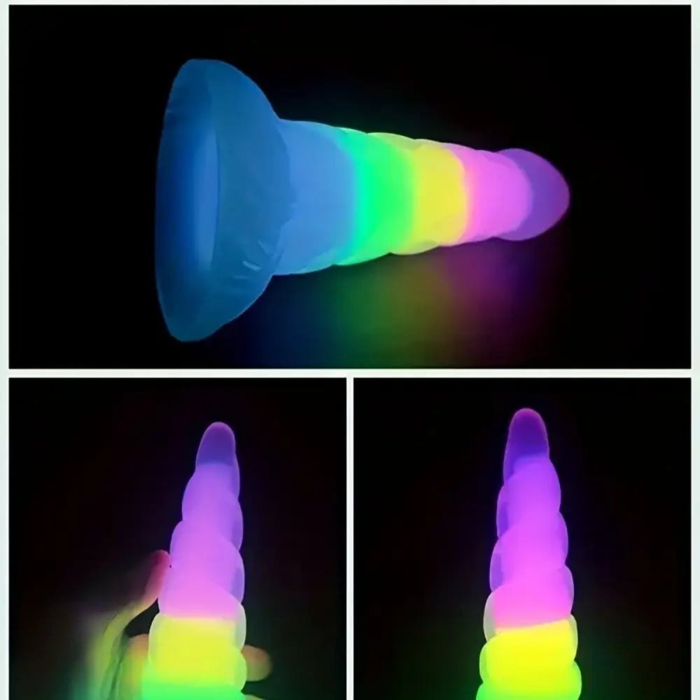 Glow Rainbow Fantasy Dildo - Luminous Silicone Dildo