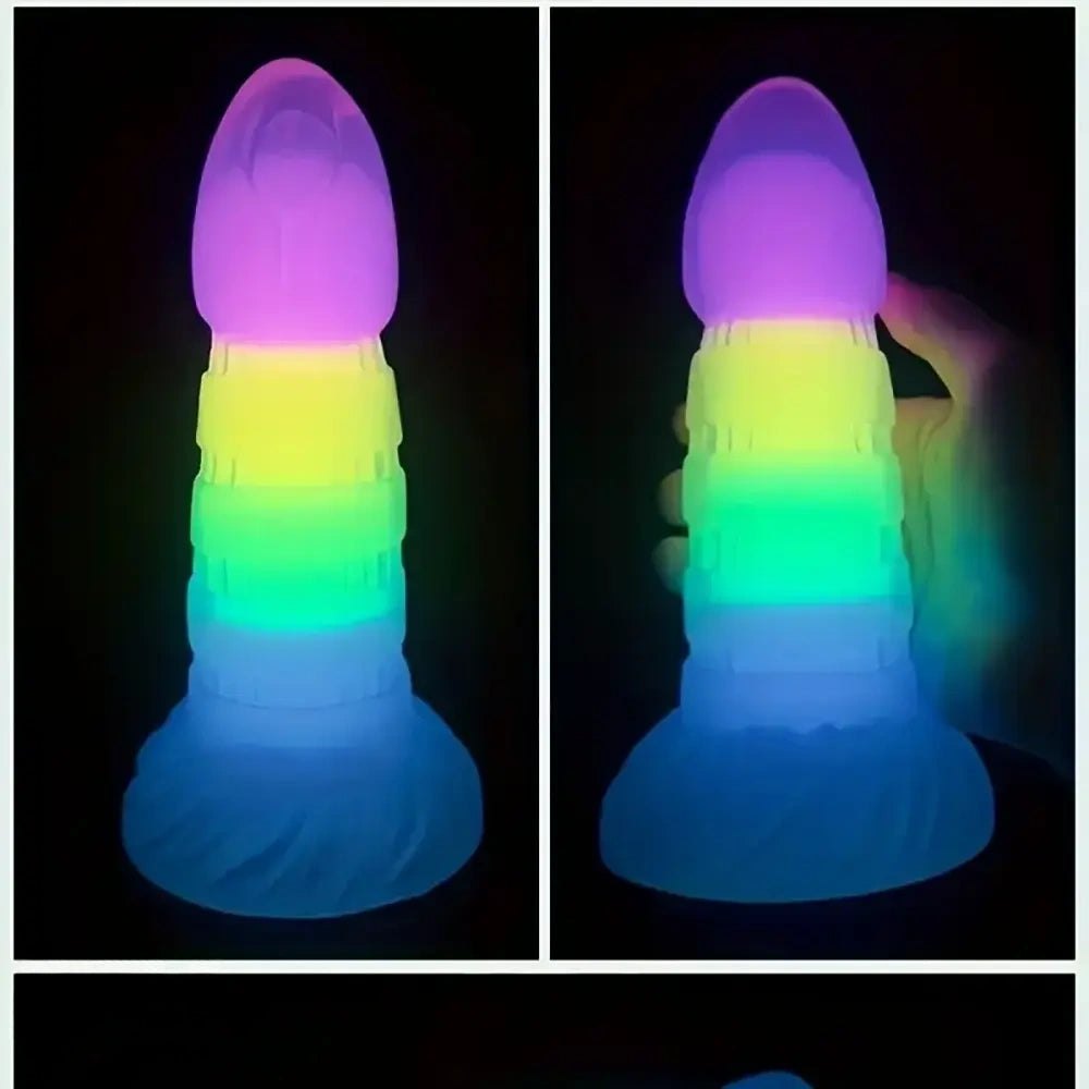 Glow Rainbow Fantasy Dildo - Luminous Silicone Dildo