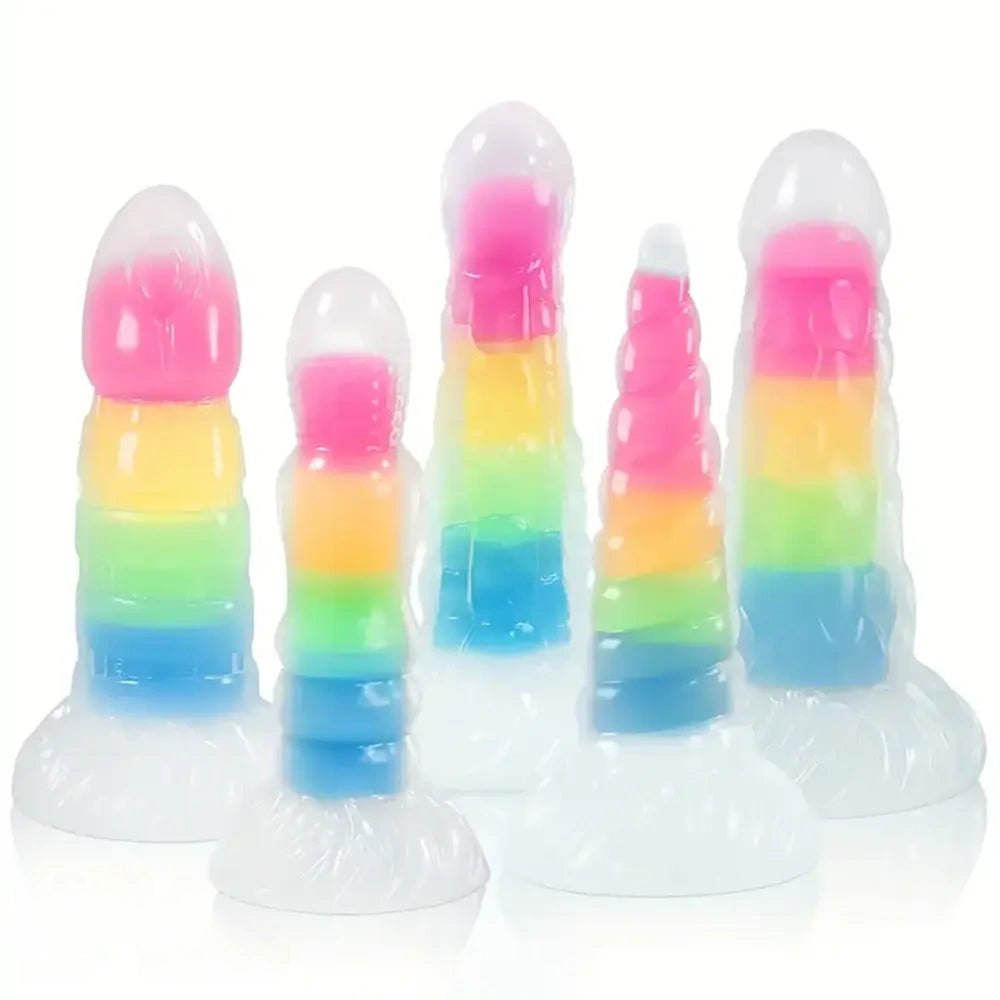 Glow Rainbow Fantasy Dildo - Luminous Silicone Dildo