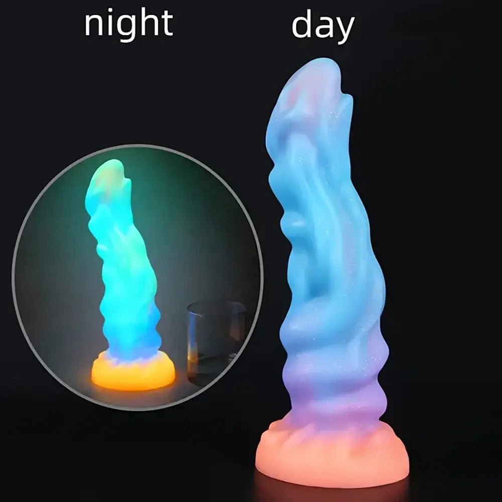 Glow Ridged Monster Fantasy Dildo - Silicone Dragon Dildo