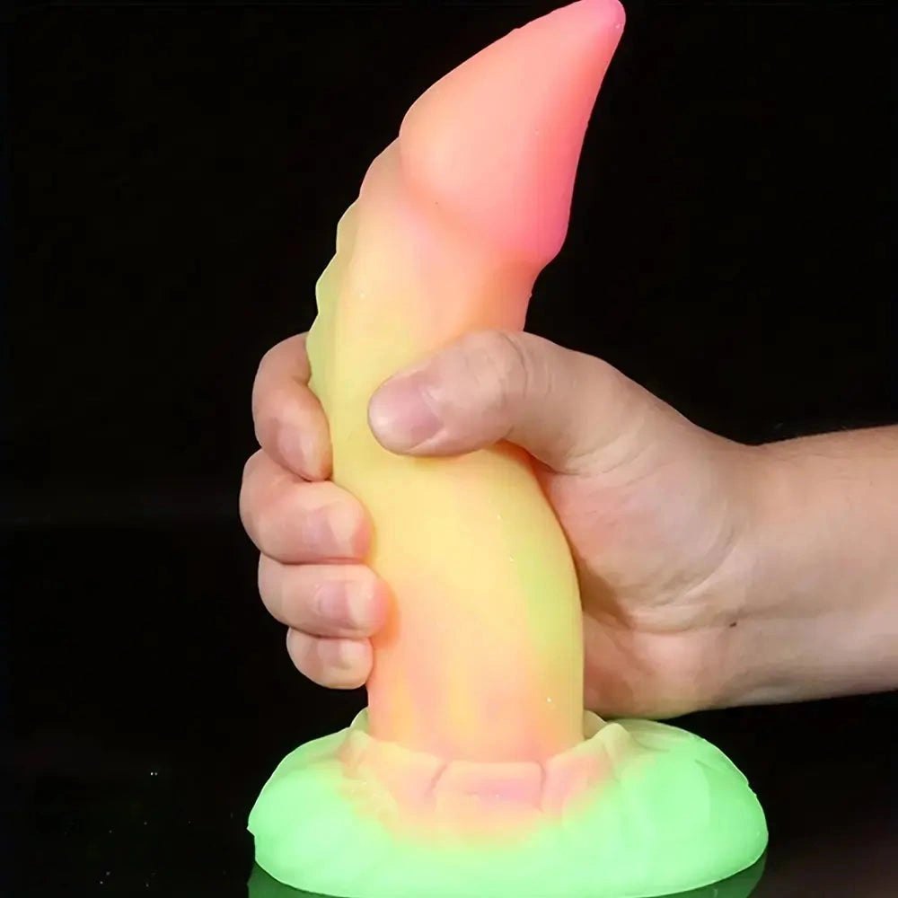 Glowing Dragon Fantasy Dildo 7 in - Glow Dragon Dildo