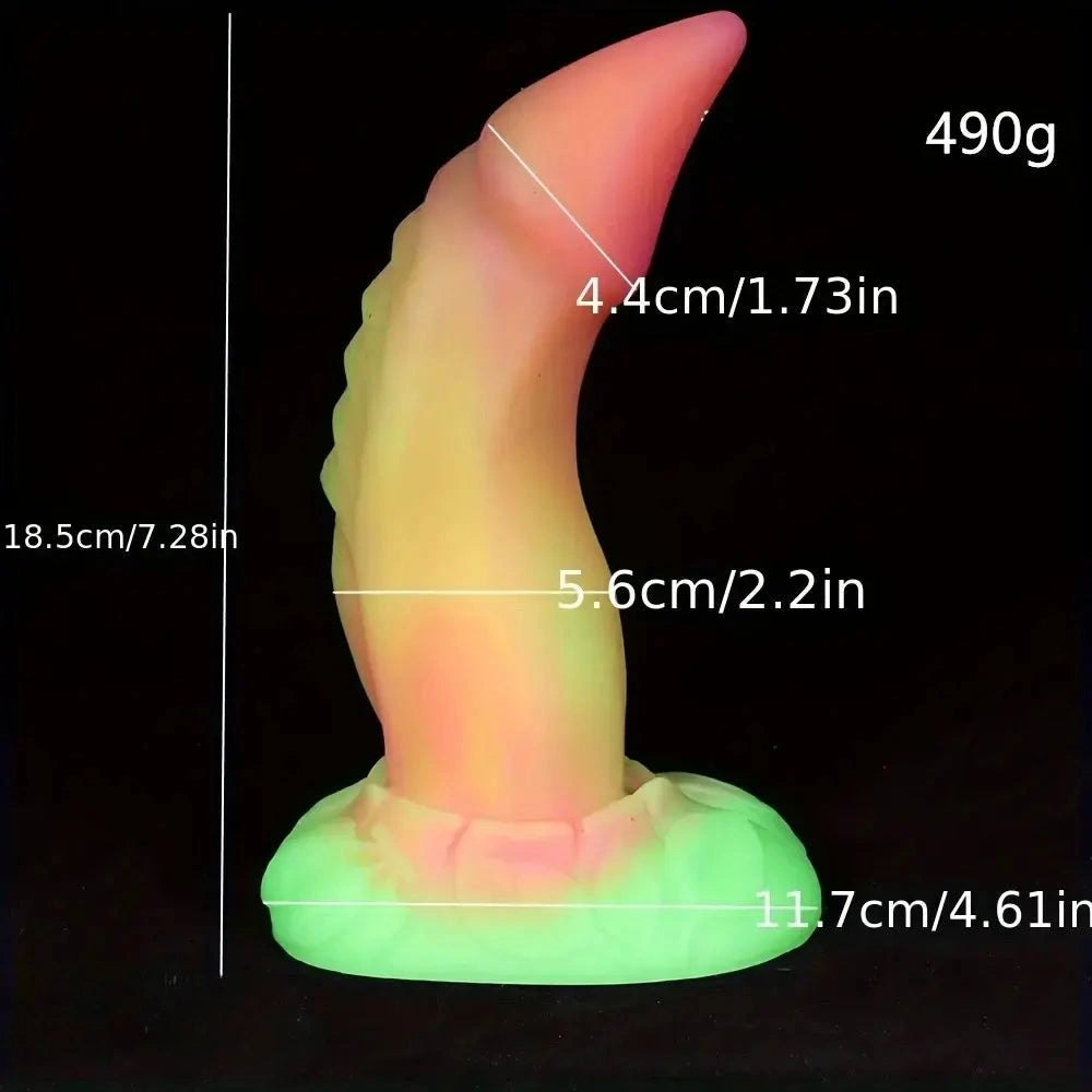 Glowing Dragon Fantasy Dildo 7 in - Glow Dragon Dildo