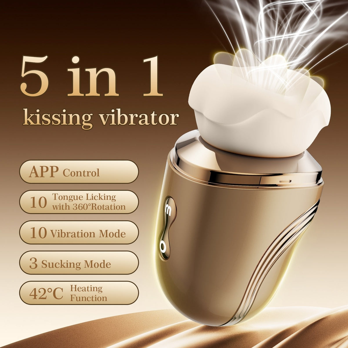 Gold Capsule Licking Stimulator - 5-in-1 Kissing Toy