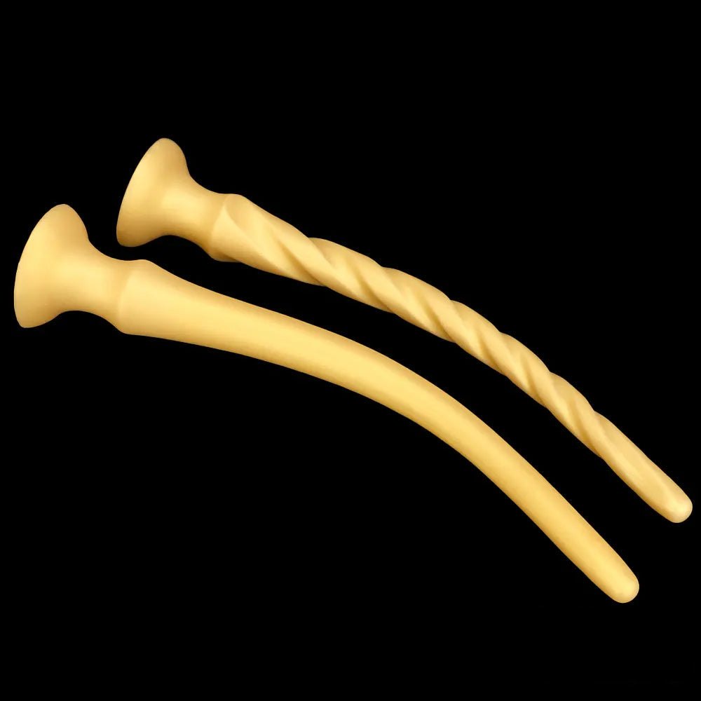 Gold Curved Silicone Dildo - Suction Cup Dildo