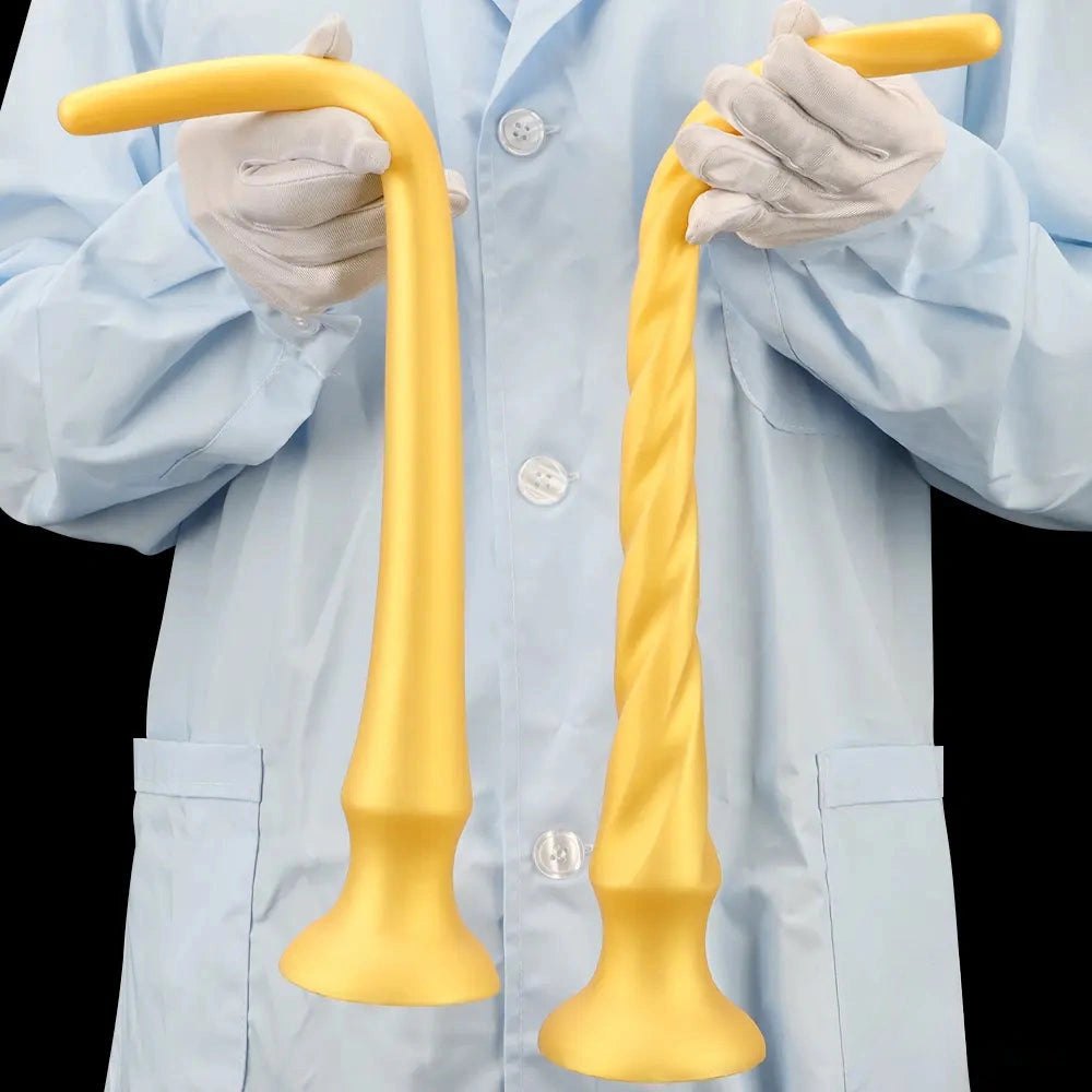 Gold Curved Silicone Dildo - Suction Cup Dildo