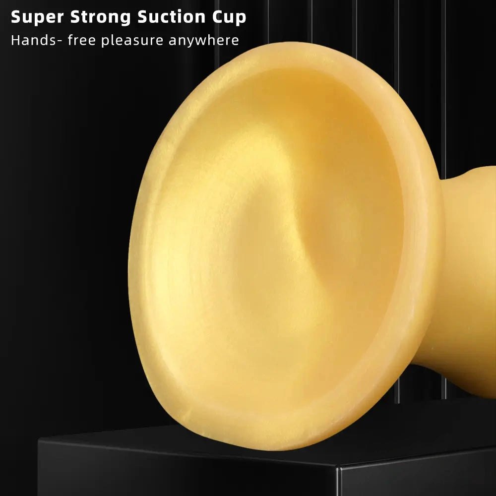Gold Curved Silicone Dildo - Suction Cup Dildo