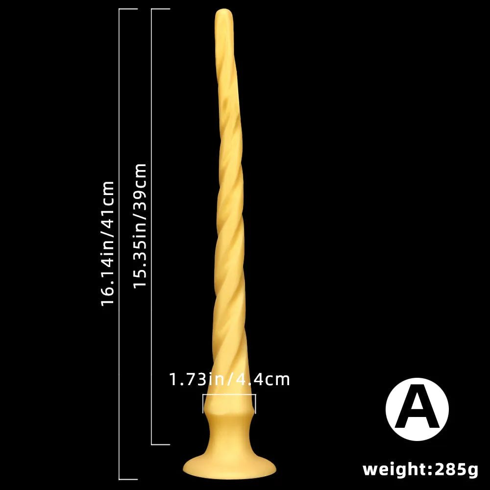 Gold Curved Silicone Dildo - Suction Cup Dildo