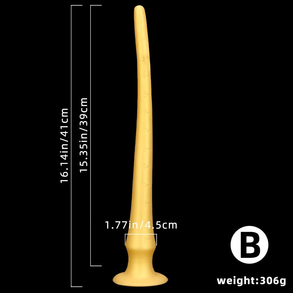 Gold Curved Silicone Dildo - Suction Cup Dildo