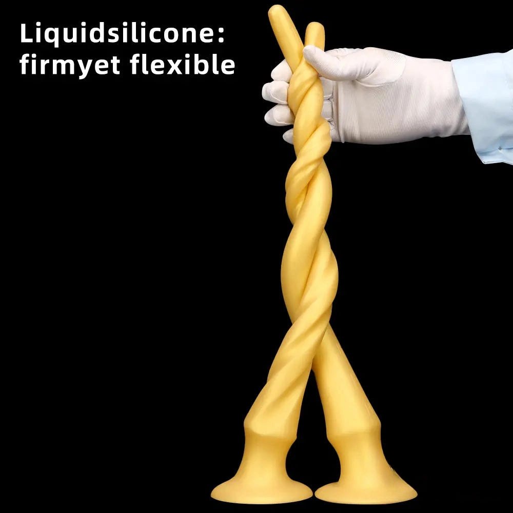 Gold Curved Silicone Dildo - Suction Cup Dildo
