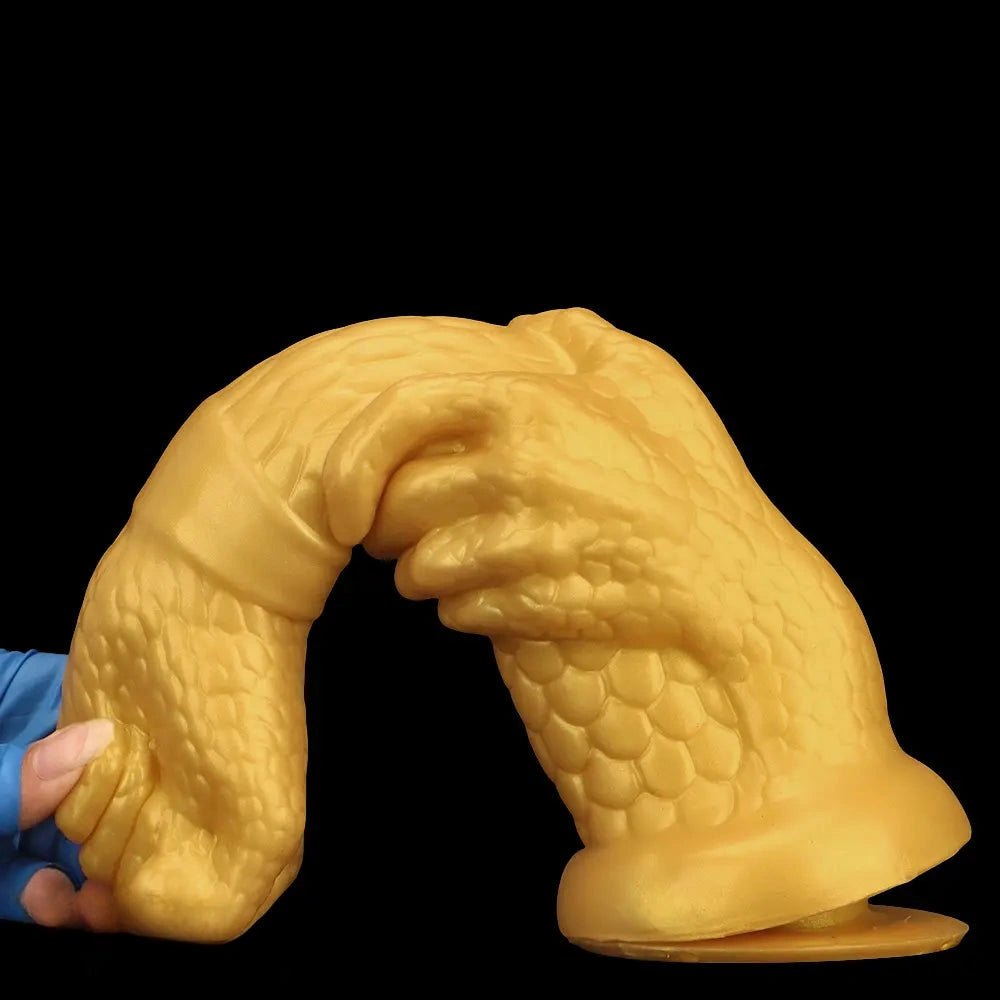Gold Dragon Claw Fist Dildo - Curved Fantasy Dildo