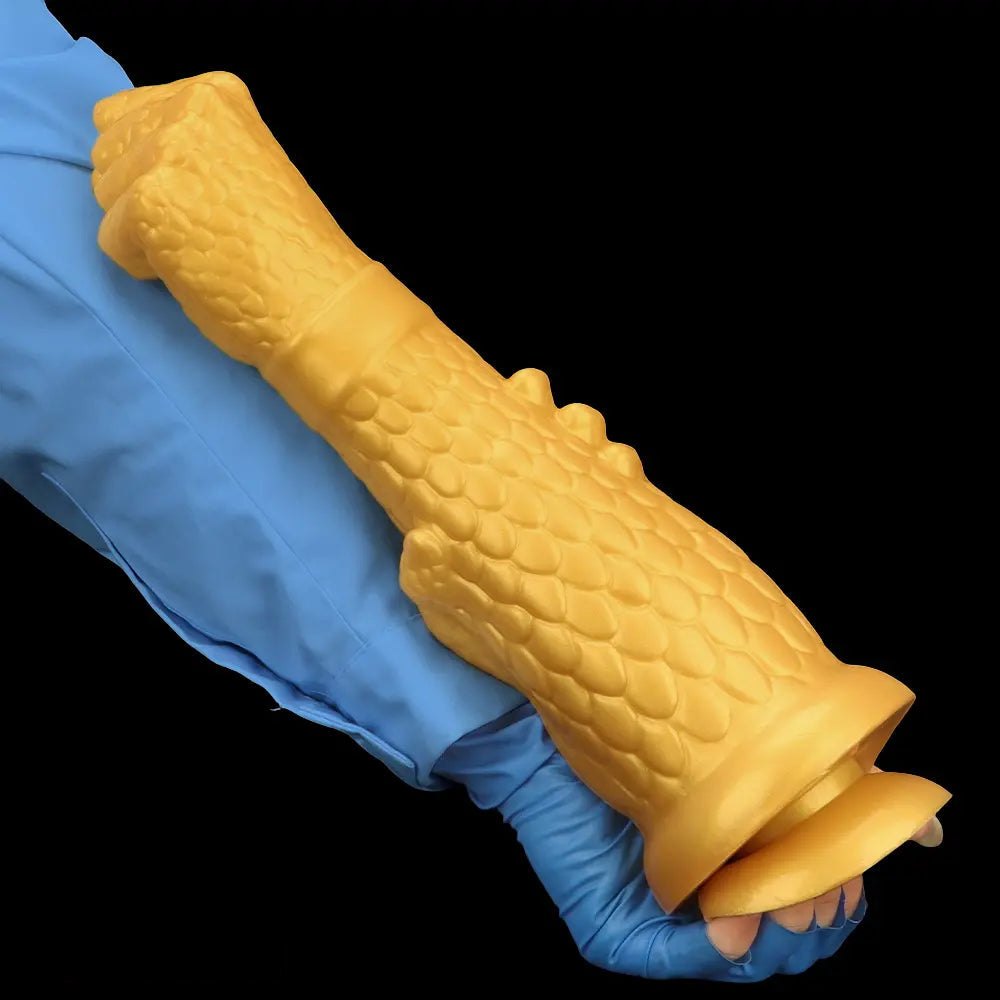 Gold Dragon Claw Fist Dildo - Curved Fantasy Dildo
