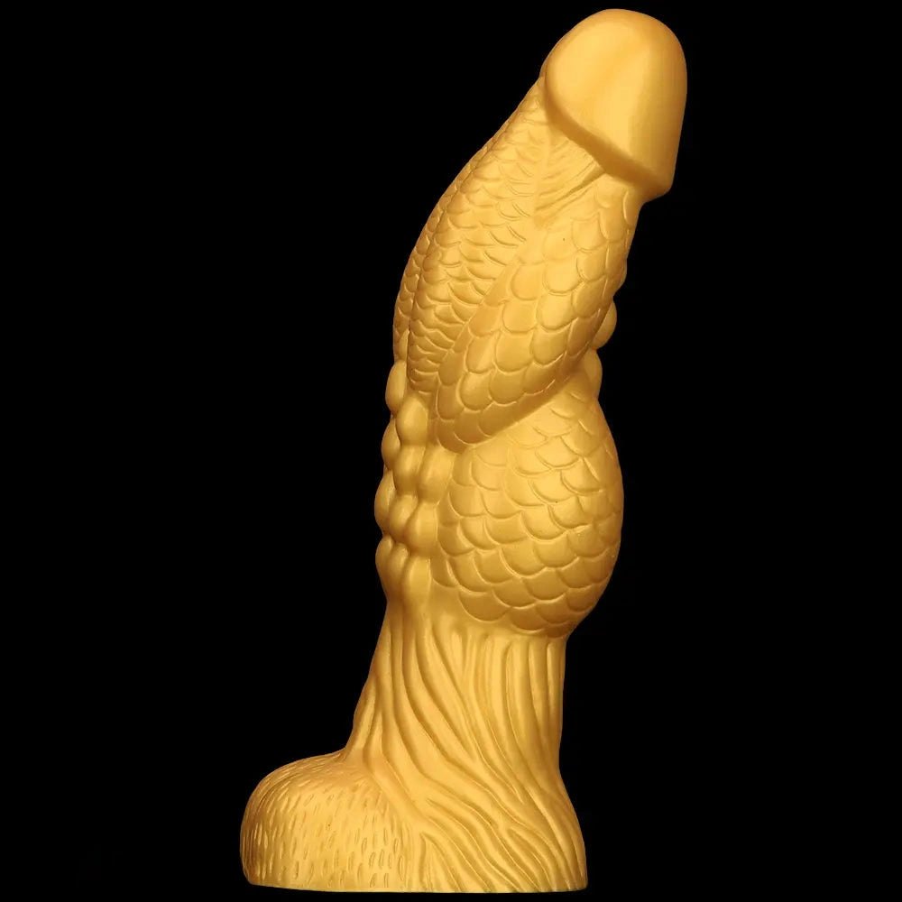 Gold Dragon Scale Dildo 3.7in - Thick Silicone Fantasy Dildo