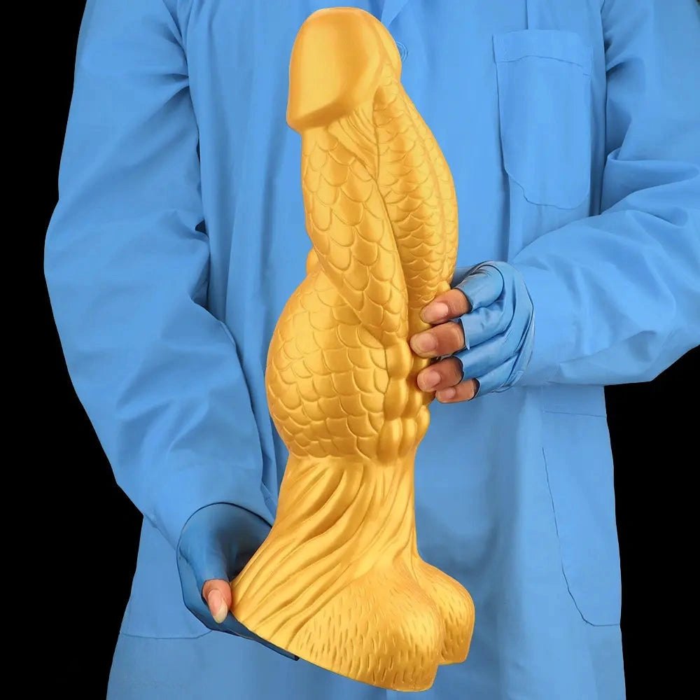 Gold Dragon Scale Dildo 3.7in - Thick Silicone Fantasy Dildo