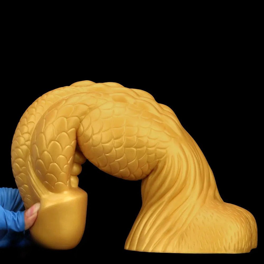 Gold Dragon Scale Dildo 3.7in - Thick Silicone Fantasy Dildo