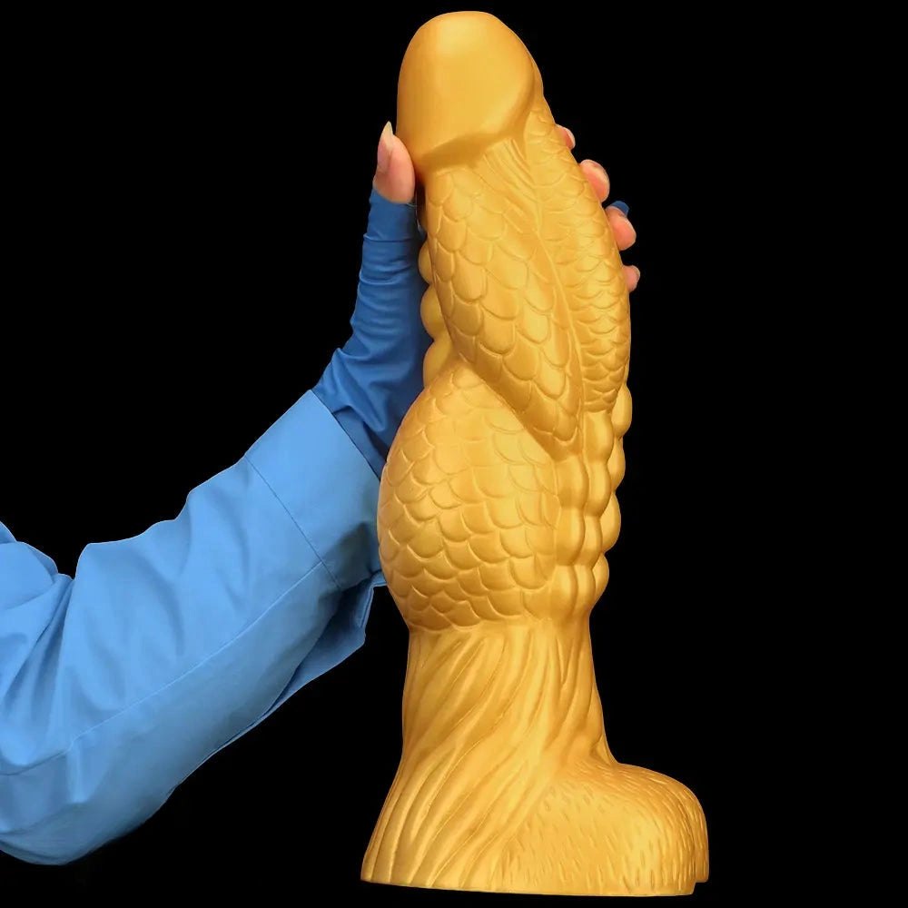 Gold Dragon Scale Dildo 3.7in - Thick Silicone Fantasy Dildo