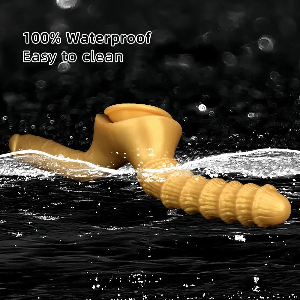 Gold Dual Shaft Suction Base Dildo - Strap On Dildo