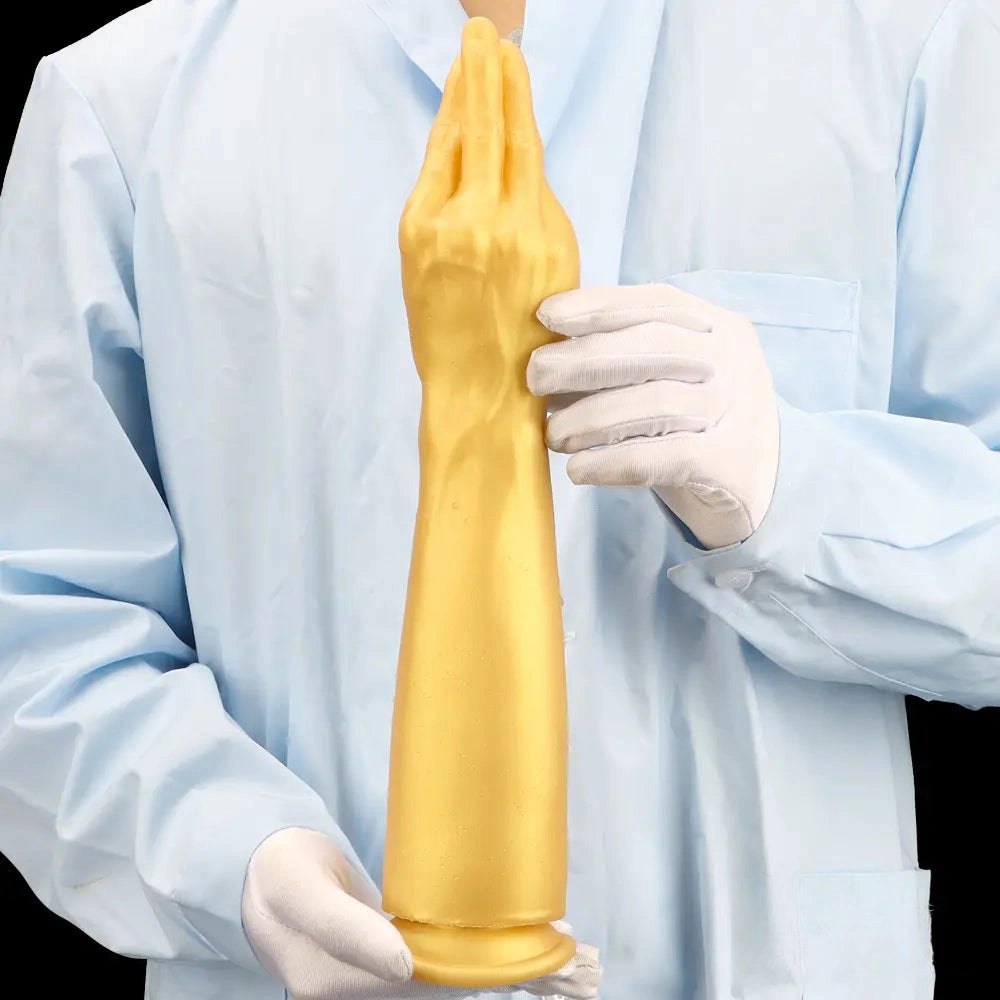 Gold Fisting Hand Dildo 14 in - Large Silicone Insertable