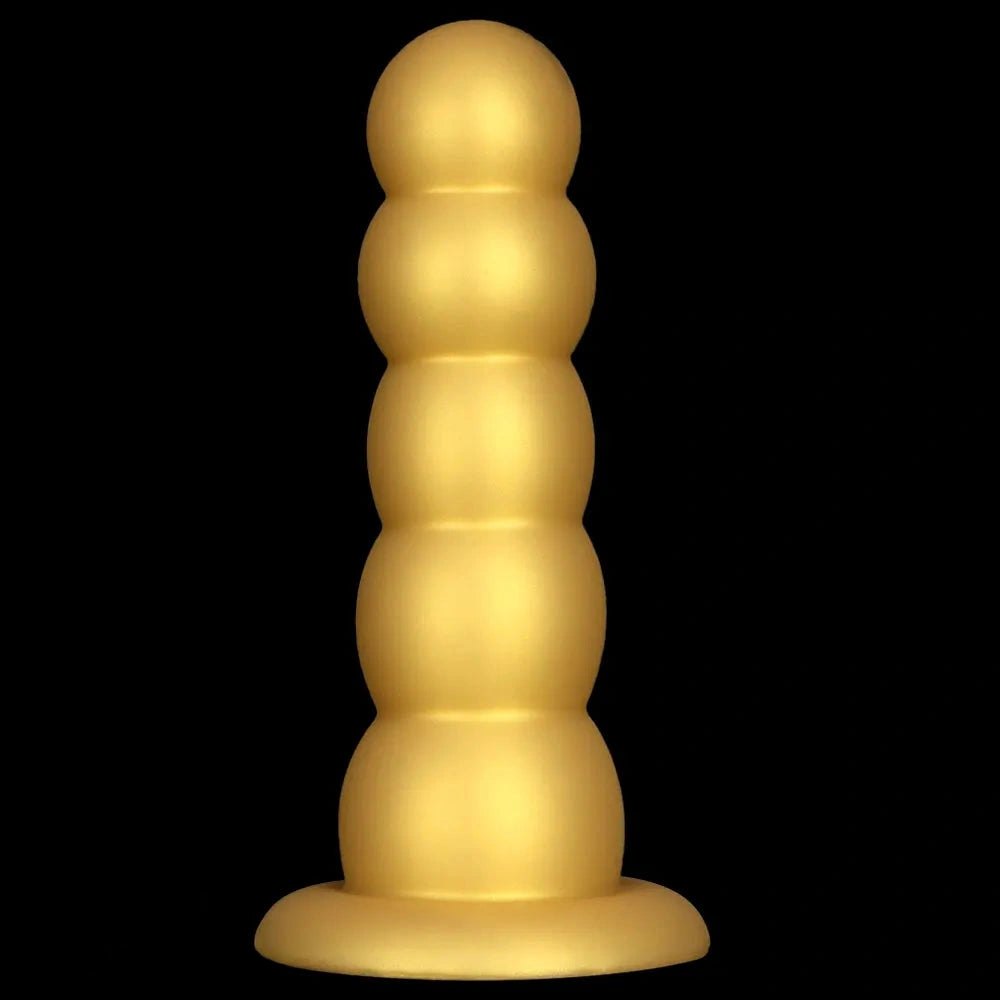 Gold Beaded Anal Dildo - Graduated Butt Plug Dildo