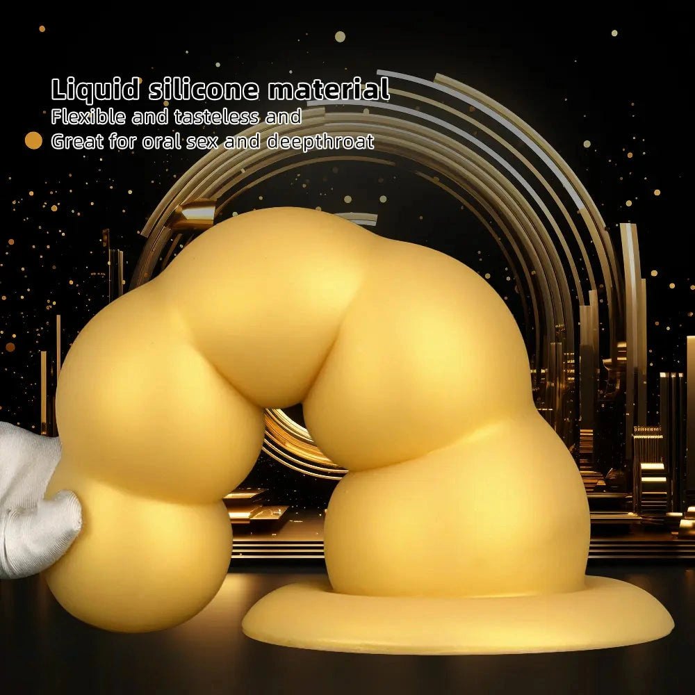 Gold Beaded Anal Dildo - Graduated Butt Plug Dildo