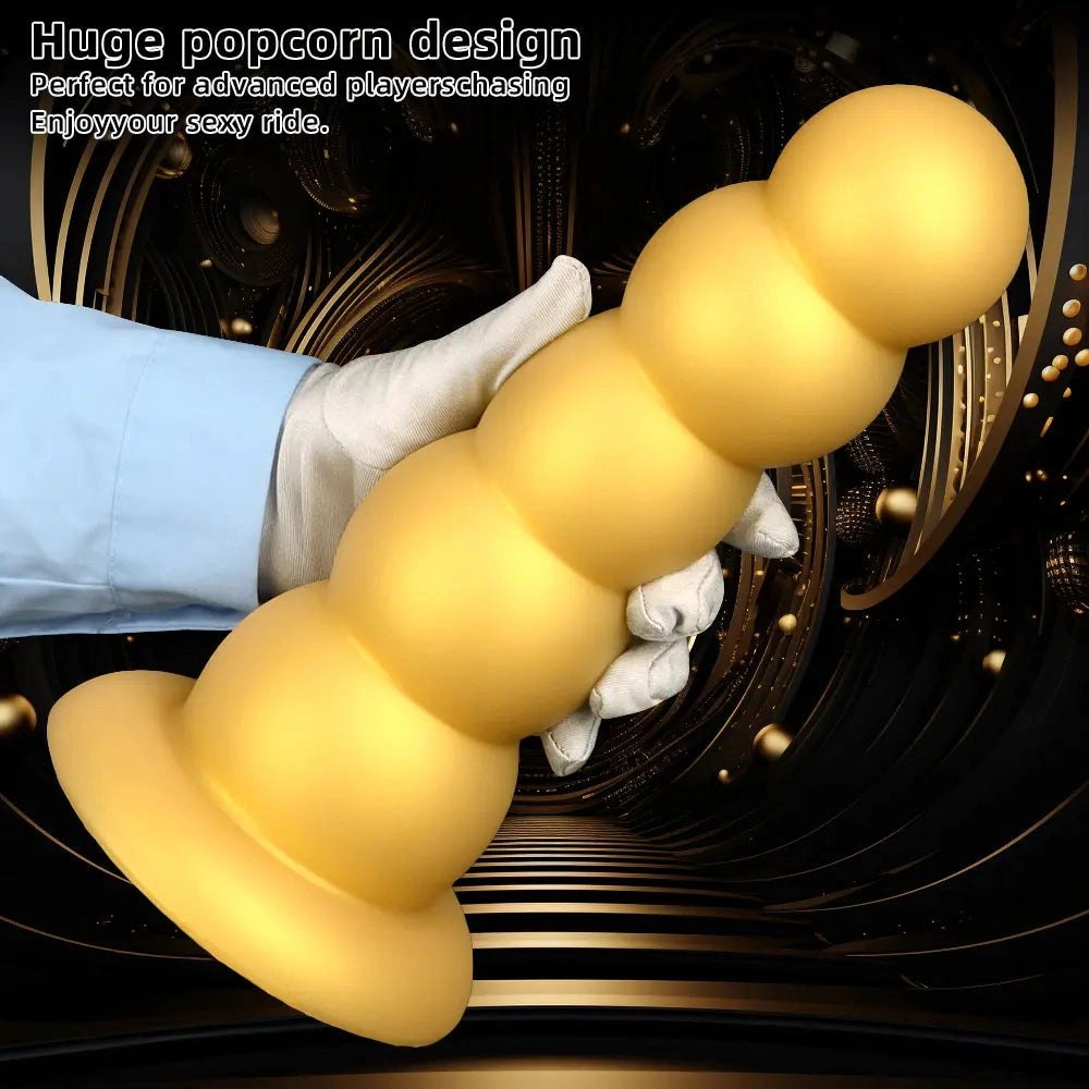 Gold Beaded Anal Dildo - Graduated Butt Plug Dildo