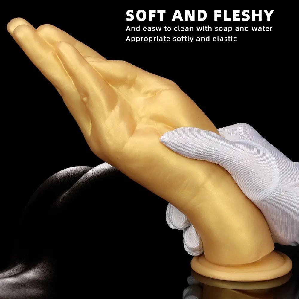 Gold Hand Fantasy Dildo - Silicone Fantasy Hand Dildo