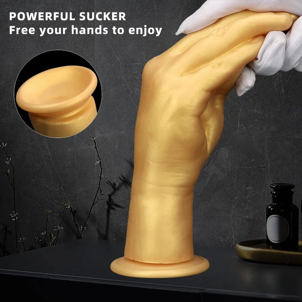 Gold Hand Fantasy Dildo - Silicone Fantasy Hand Dildo