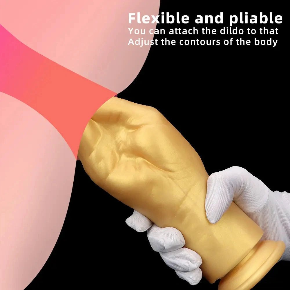 Gold Hand Fantasy Dildo - Silicone Fantasy Hand Dildo