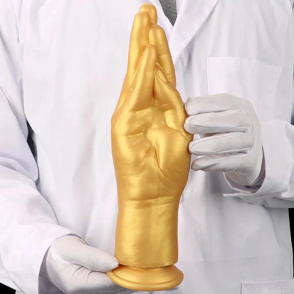 Gold Hand Fantasy Dildo - Silicone Fantasy Hand Dildo