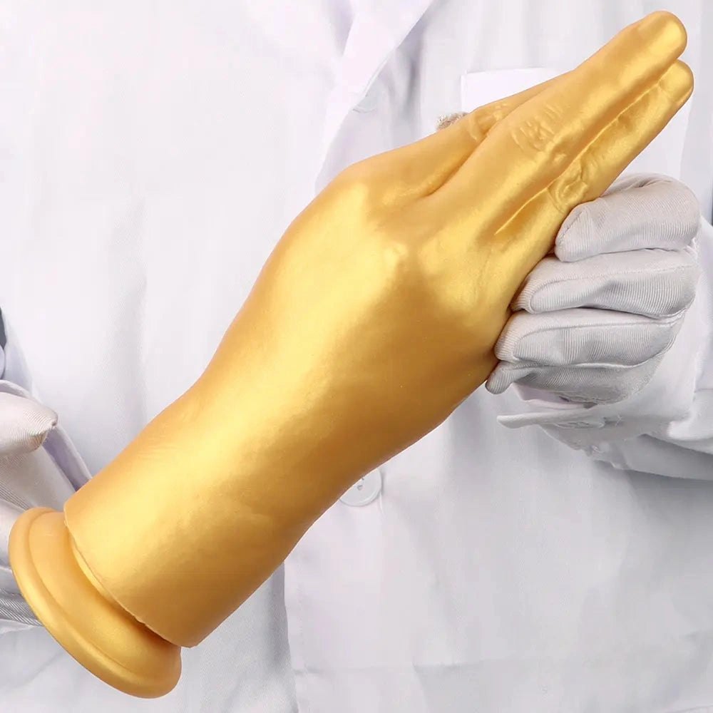 Gold Hand Fantasy Dildo - Silicone Fantasy Hand Dildo