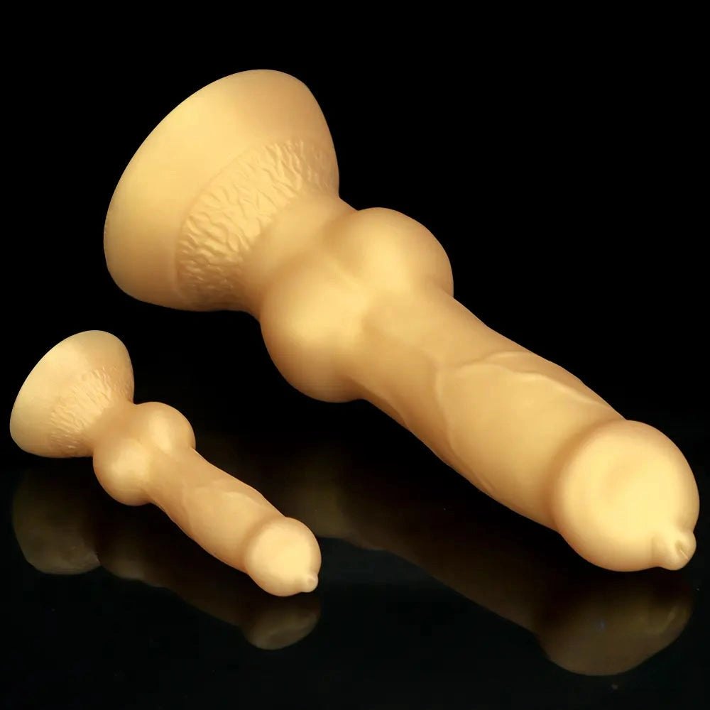 Gold Knotted Dog Dildo 2 Sizes - Small Large Animal Toy