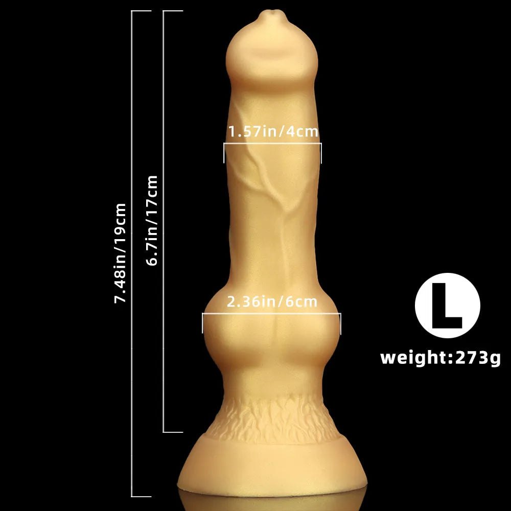 Gold Knotted Dog Dildo 2 Sizes - Small Large Animal Toy