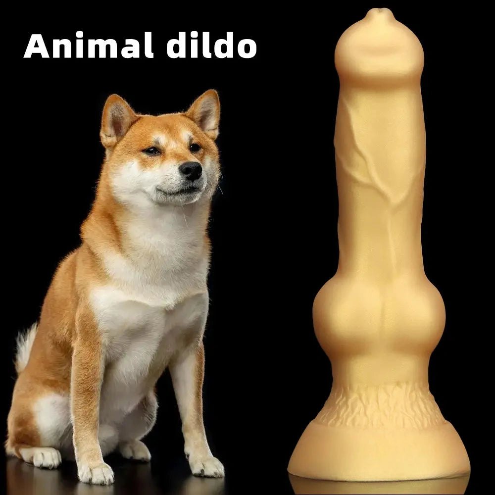 Gold Knotted Dog Dildo 2 Sizes - Small Large Animal Toy